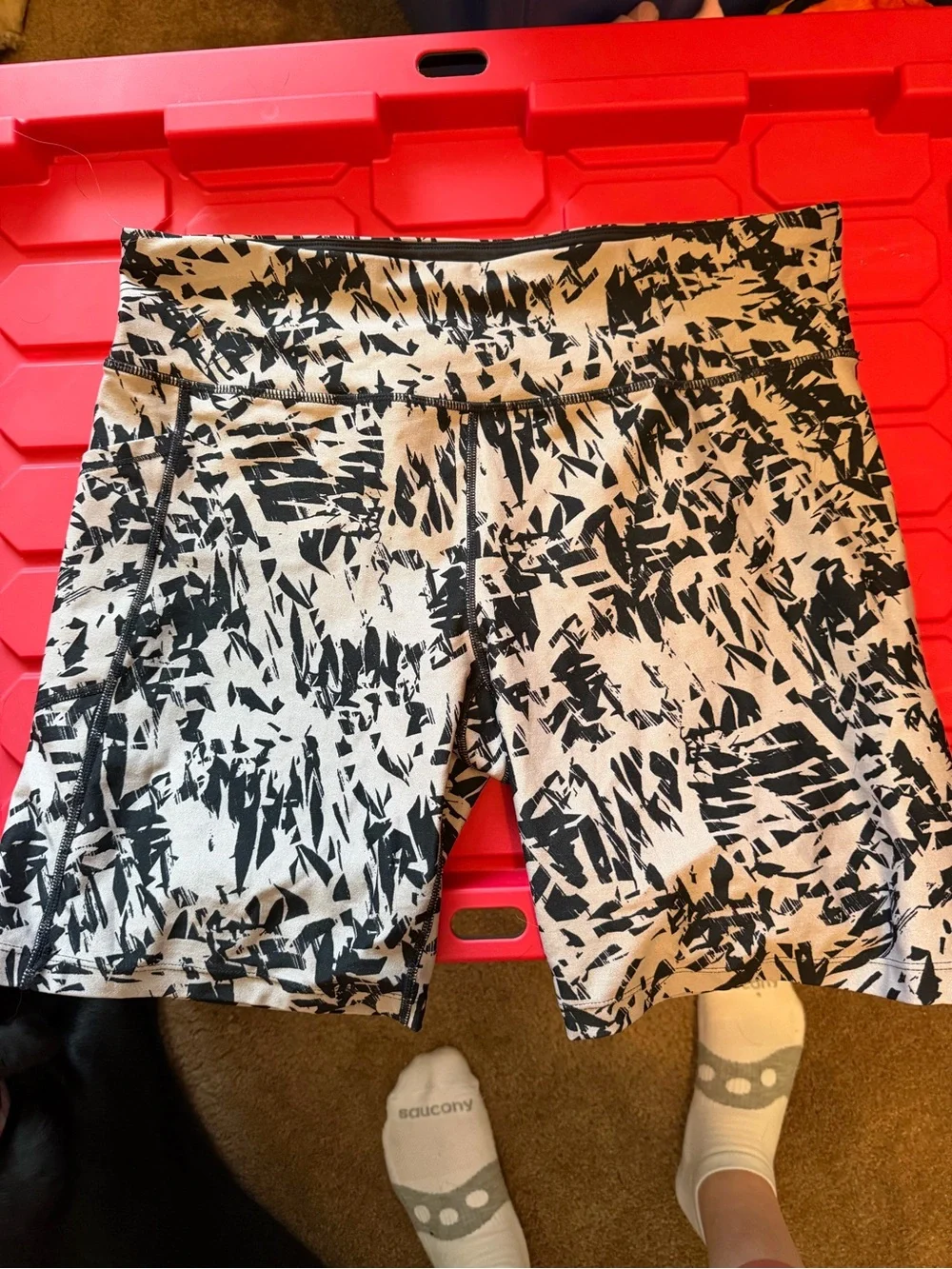 Calvin Klein Black and White Abstract Print Bike Shorts - Picture 1 of 2